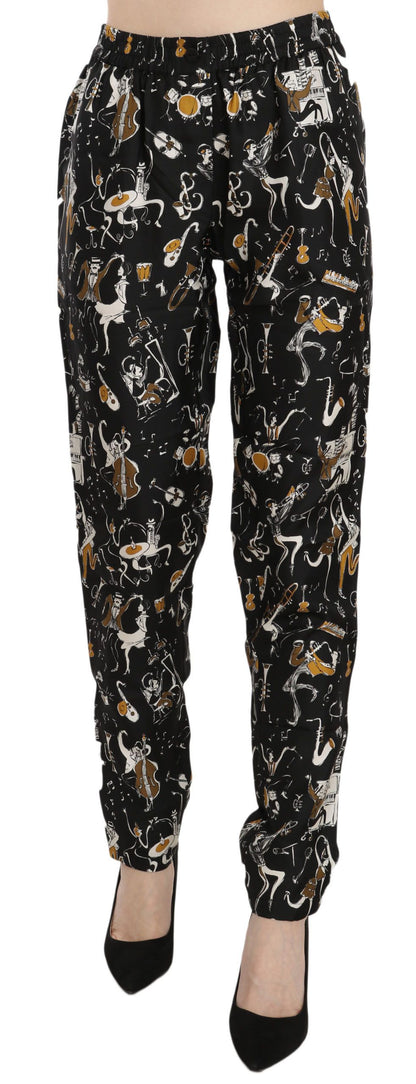 Dolce &amp; Gabbana Elegant High Waist Tapered Silk Pants