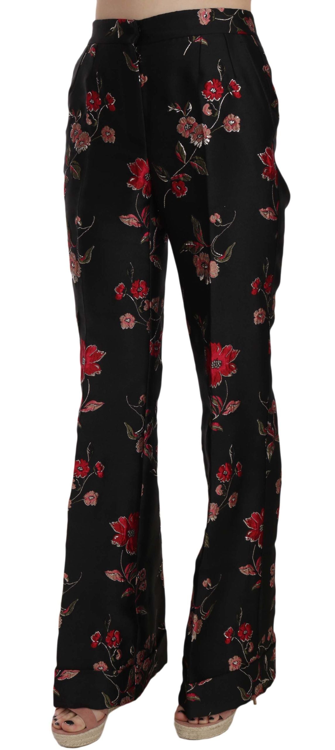 Dolce &amp; Gabbana Elegant Floral Print Boot Cut Trousers