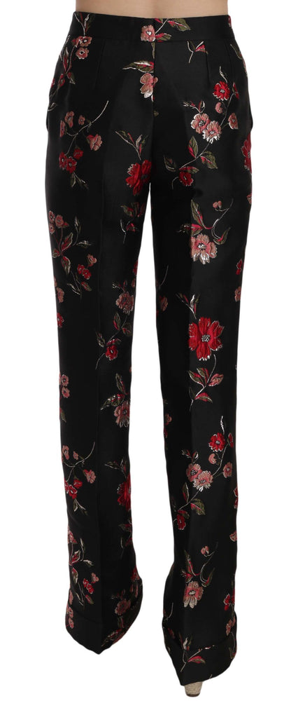 Dolce &amp; Gabbana Elegant Floral Print Boot Cut Trousers