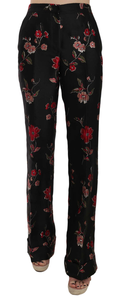 Dolce &amp; Gabbana Elegant Floral Print Boot Cut Trousers