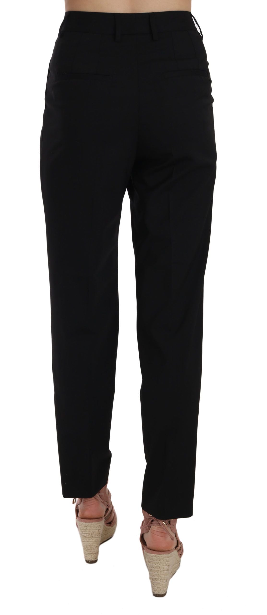 Dolce &amp; Gabbana Elegant Pleated Tapered Black Trousers