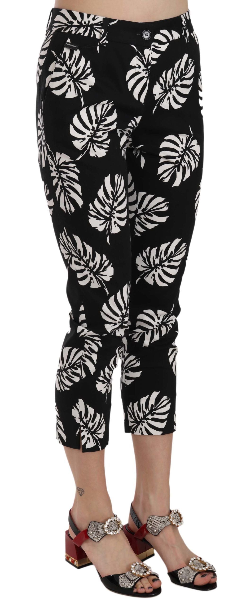 Dolce &amp; Gabbana Elegant Skinny Capri With Palm Print