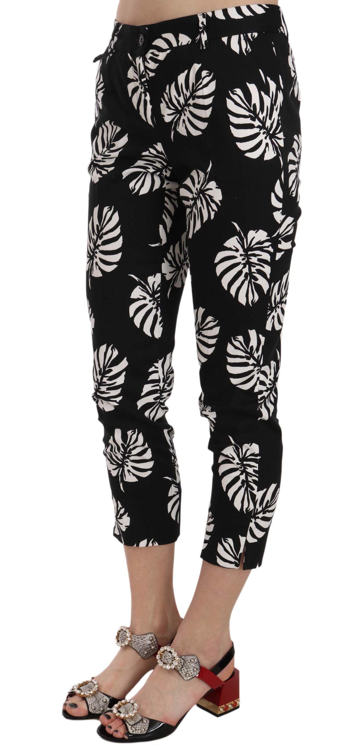 Dolce &amp; Gabbana Elegant Skinny Capri With Palm Print