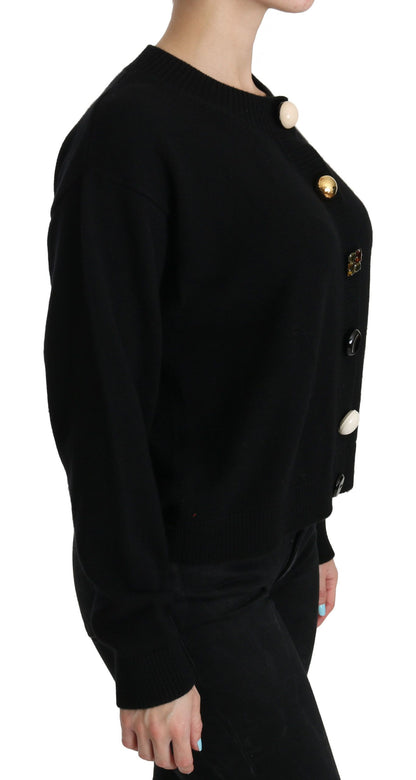 Dolce &amp; Gabbana Elegant Black Cashmere Cardigan Top