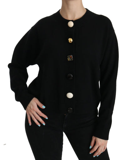 Dolce &amp; Gabbana Elegant Black Cashmere Cardigan Top