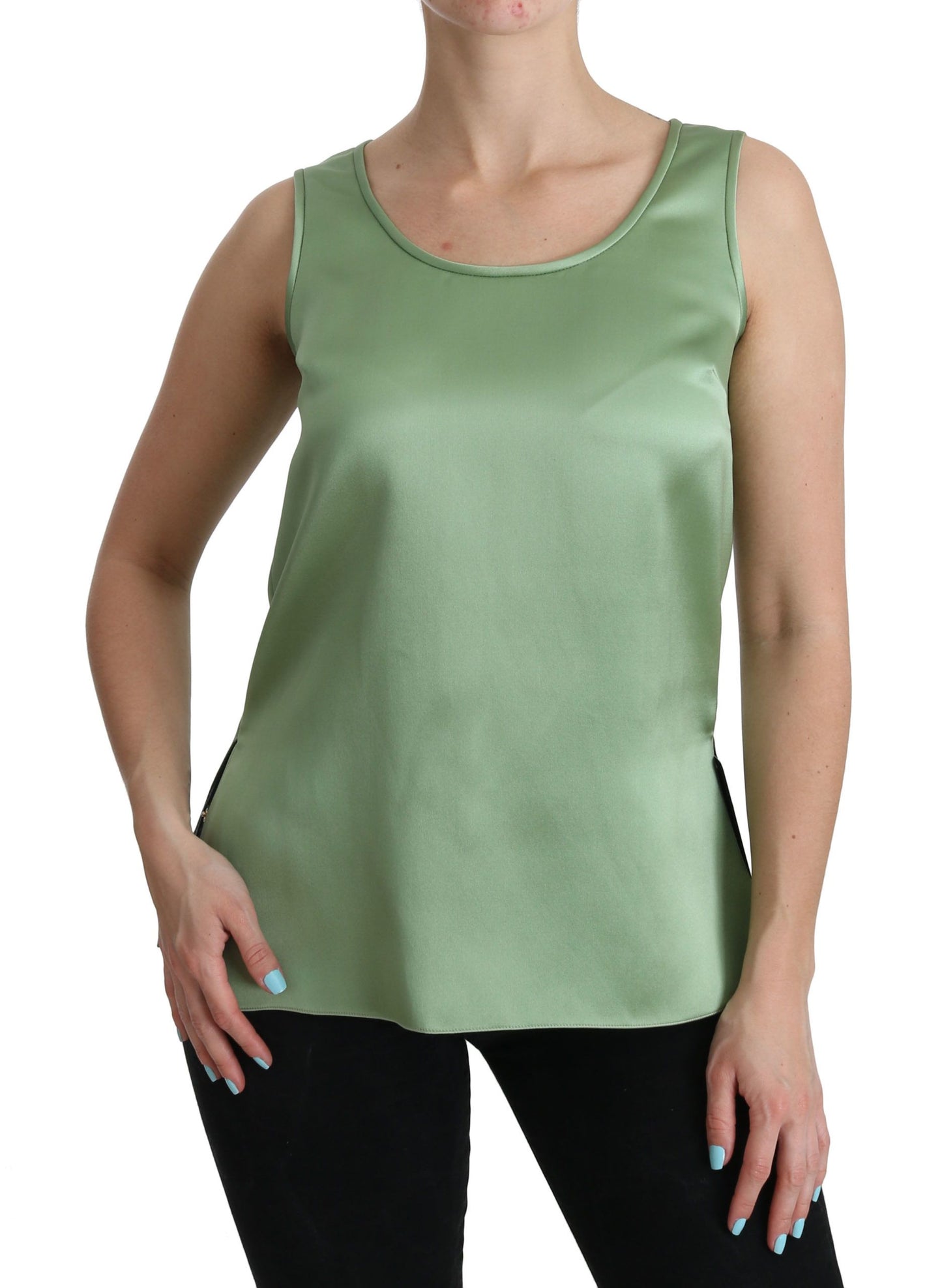 Dolce &amp; Gabbana Elegant Silk Sleeveless Top in Light Mint Green