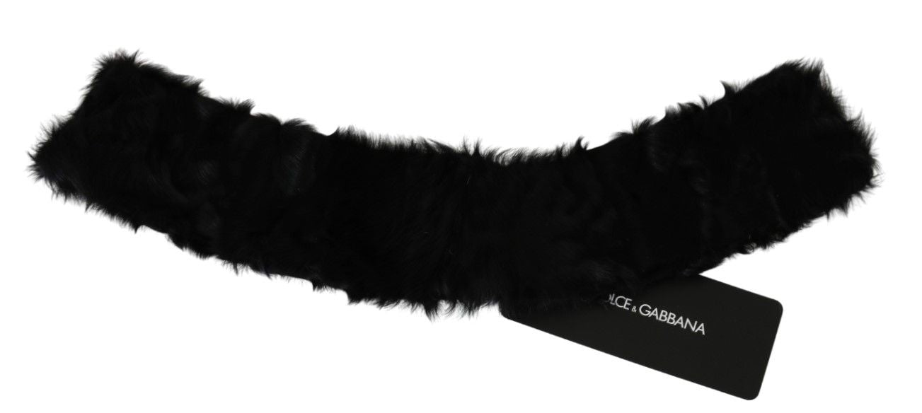 Dolce &amp; Gabbana Elegant Black Lambskin Scarf