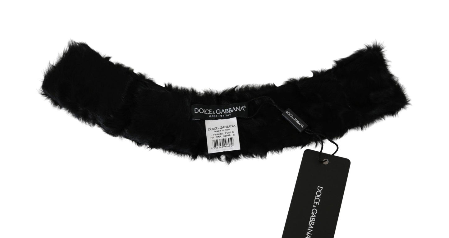 Dolce &amp; Gabbana Elegant Black Lambskin Scarf