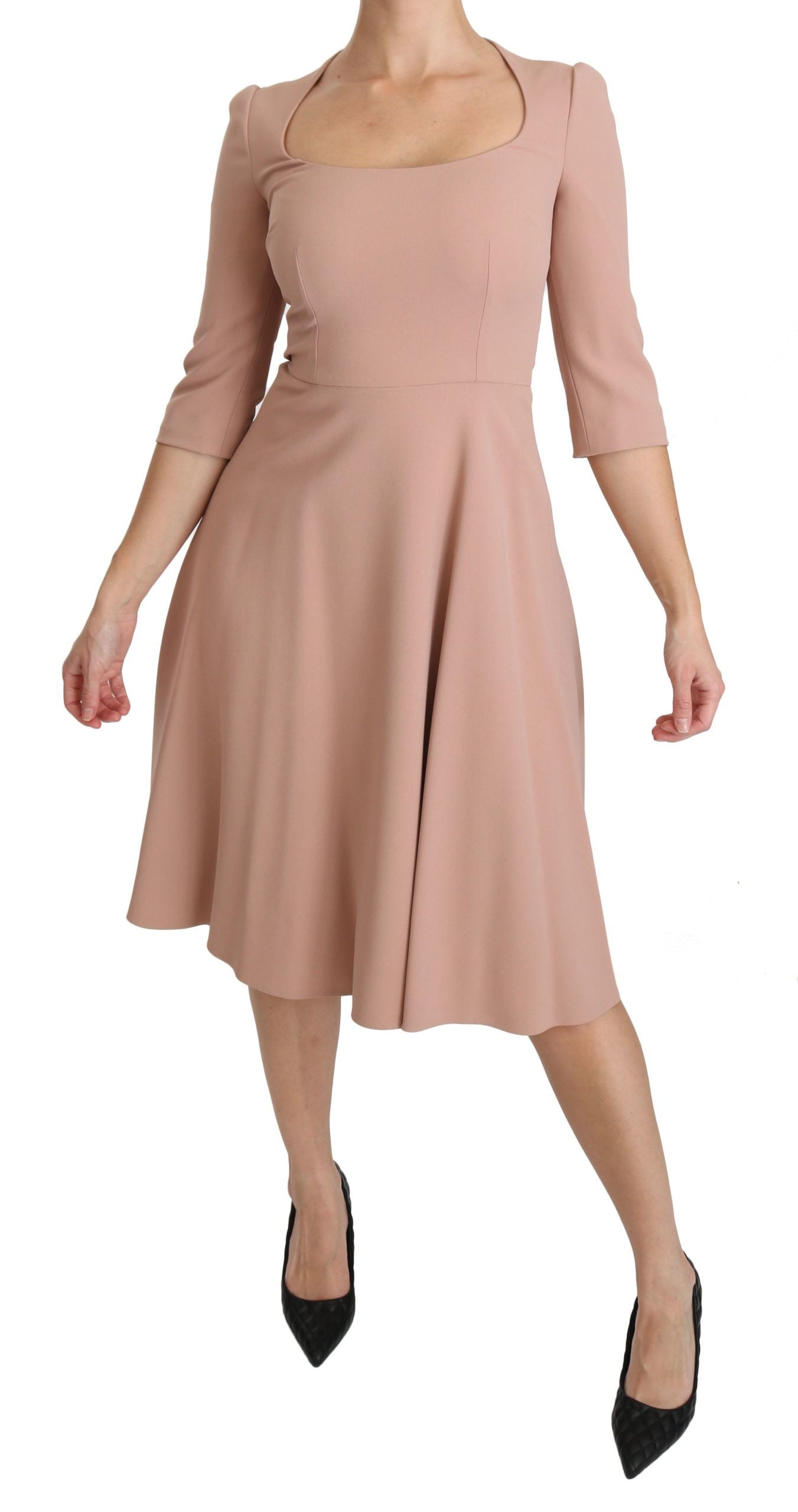 Dolce & Gabbana Elegant Light Pink A-Line Knee Length Dress