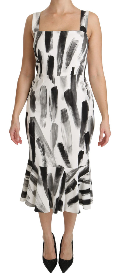 Dolce &amp; Gabbana Chic Monochrome Sheath Midi Dress