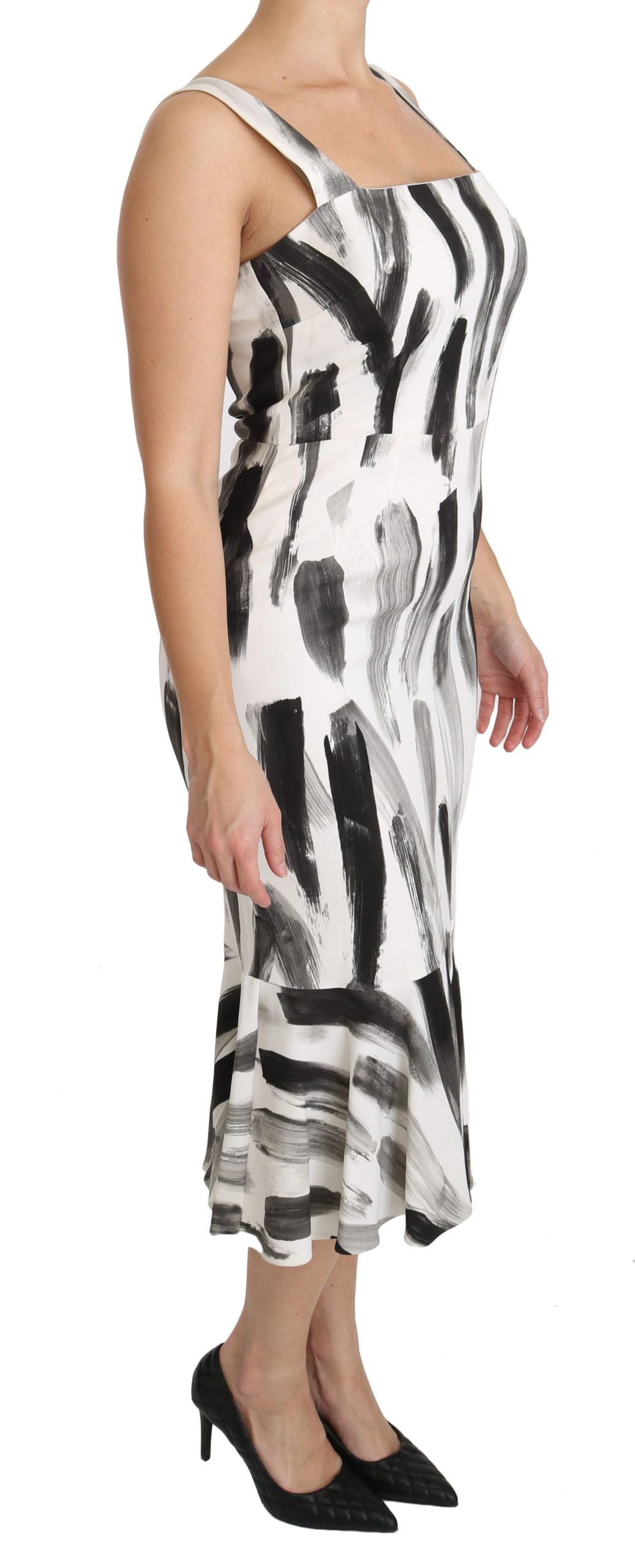 Dolce &amp; Gabbana Chic Monochrome Sheath Midi Dress