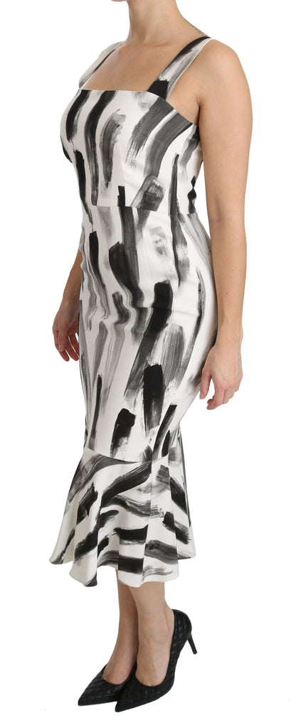 Dolce &amp; Gabbana Chic Monochrome Sheath Midi Dress