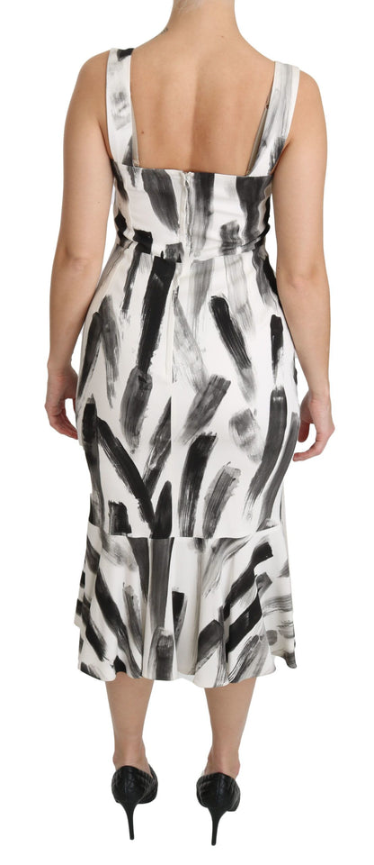 Dolce &amp; Gabbana Chic Monochrome Sheath Midi Dress