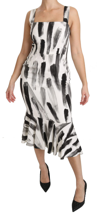 Dolce &amp; Gabbana Chic Monochrome Sheath Midi Dress