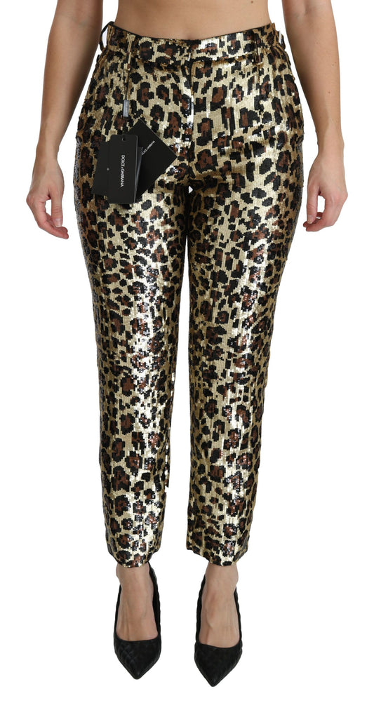 Dolce &amp; Gabbana Chic High Waist Leopard Sequin Pants