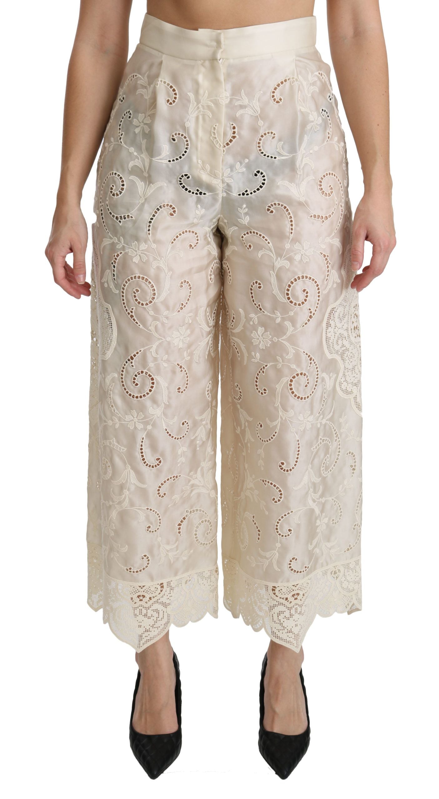 Dolce &amp; Gabbana Elegant High Waist Palazzo Cropped Pants