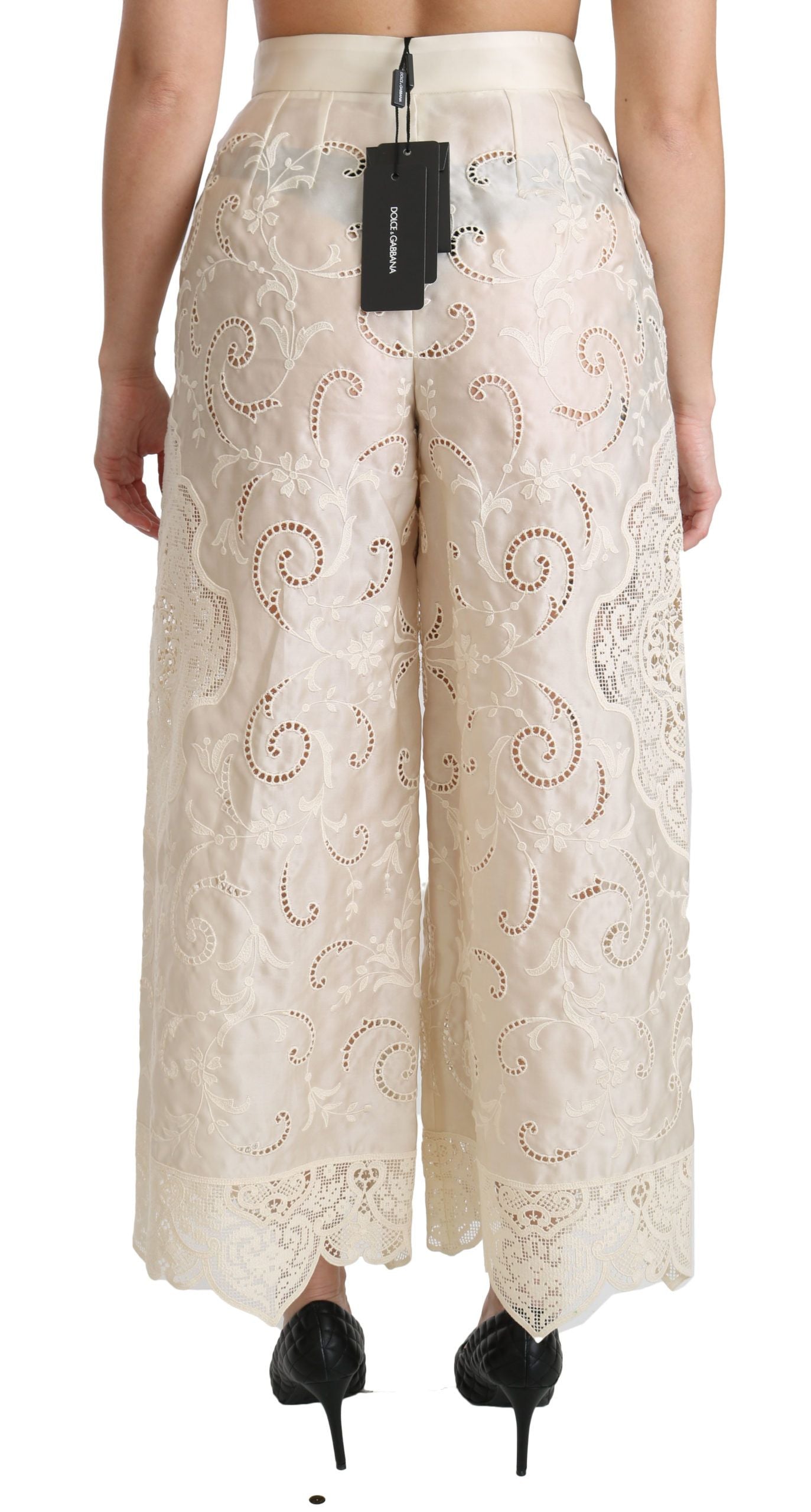 Dolce &amp; Gabbana Elegant High Waist Palazzo Cropped Pants