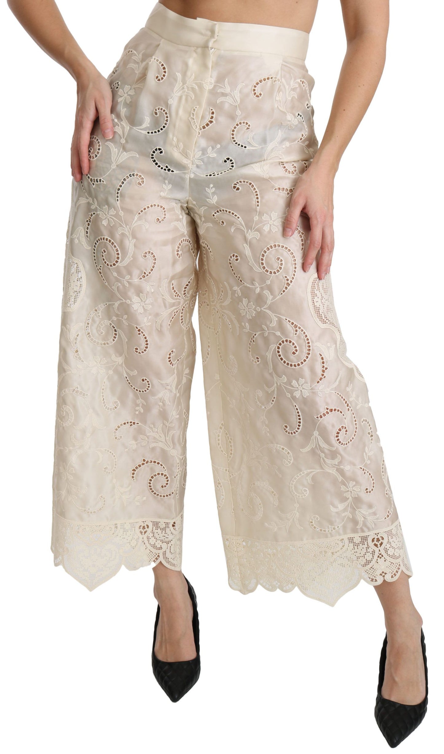 Dolce &amp; Gabbana Elegant High Waist Palazzo Cropped Pants