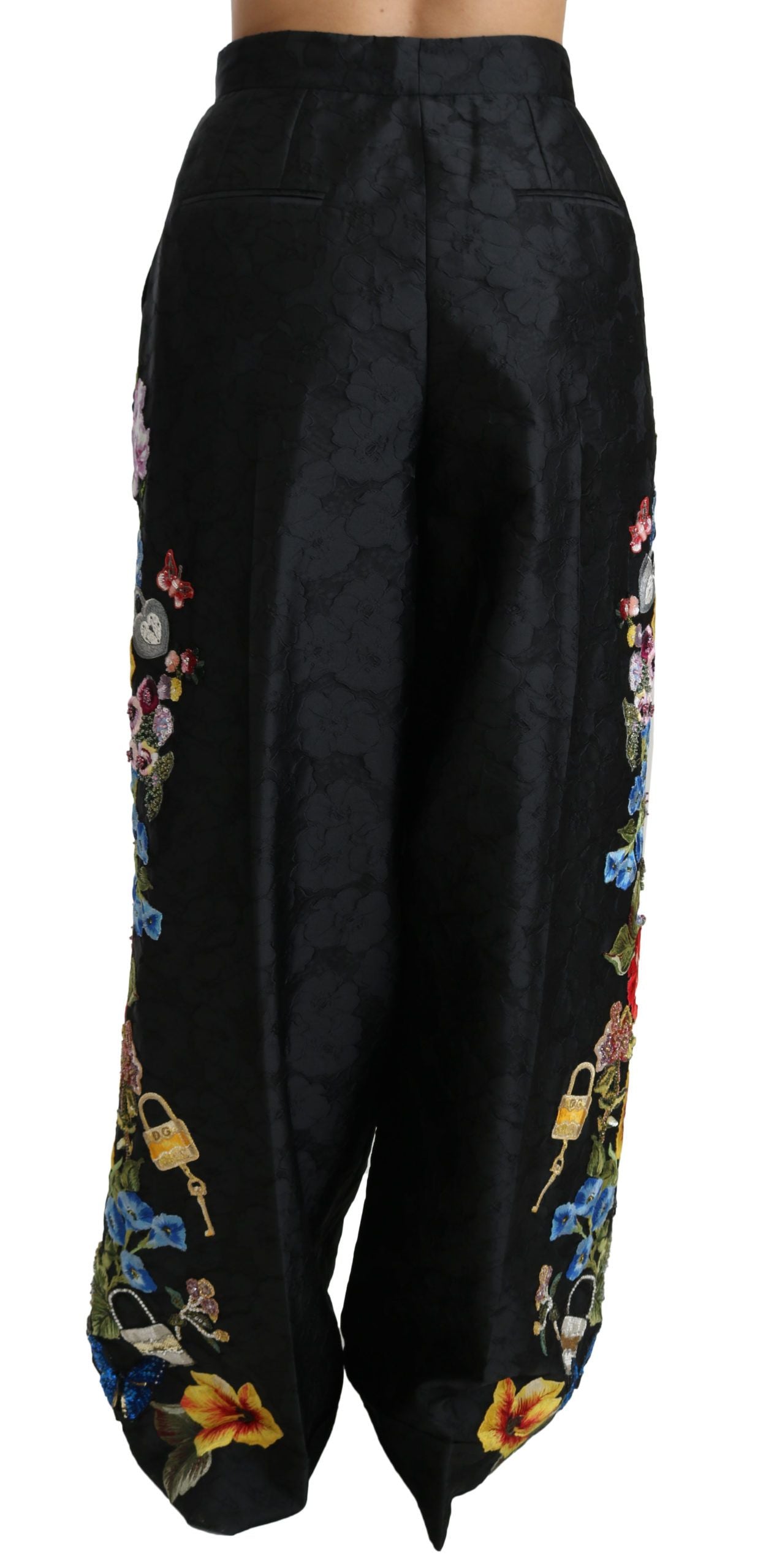 Dolce &amp; Gabbana Elegant High Waist Wide Leg Floral Pants