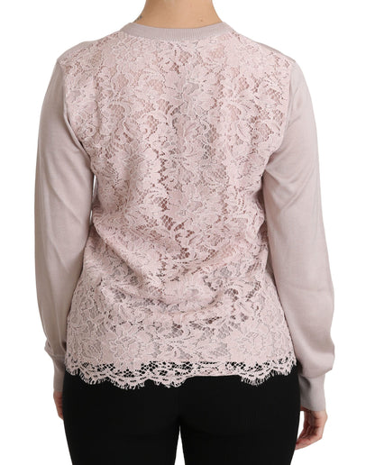 Dolce &amp; Gabbana Silk Blend Pink Crew Neck Cardigan