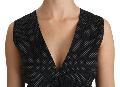 Dolce &amp; Gabbana Chic Black Dotted Wool Blend Sleeveless Cardigan