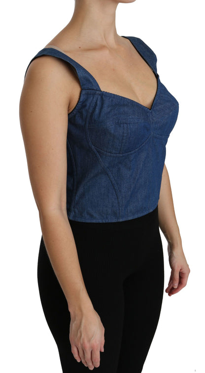 Dolce &amp; Gabbana Elegant Sleeveless Bustier Top in Blue