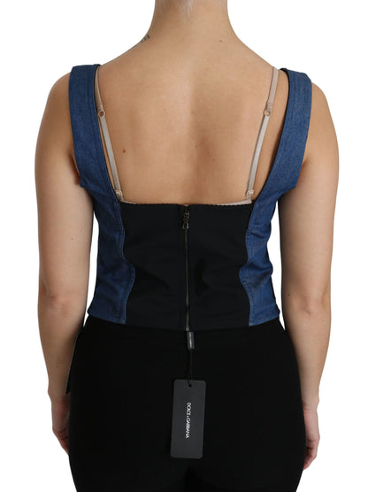 Dolce &amp; Gabbana Elegant Sleeveless Bustier Top in Blue