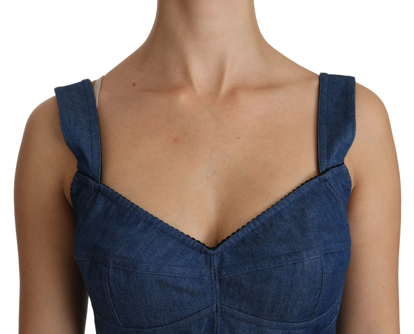 Dolce & Gabbana Elegant Sleeveless Bustier Top in Blue