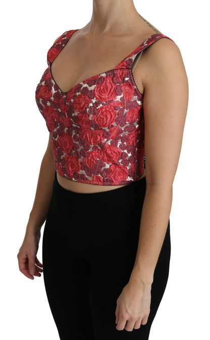 Dolce &amp; Gabbana Elegant Floral Brocade Cropped Top