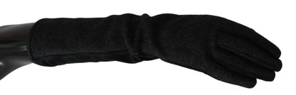 Dolce &amp; Gabbana Elegant Mid-Length Wool Gloves in Black