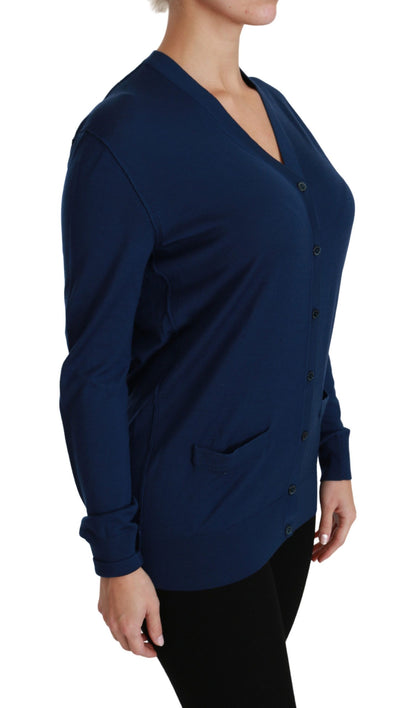 Dolce &amp; Gabbana Elegant Blue Virgin Wool Cardigan