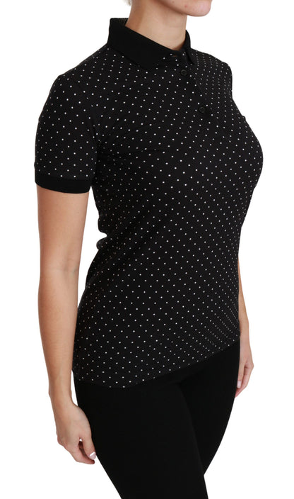 Dolce &amp; Gabbana Elegant Black Dotted Polo Shirt