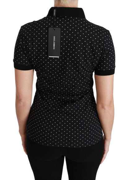 Dolce &amp; Gabbana Elegant Black Dotted Polo Shirt