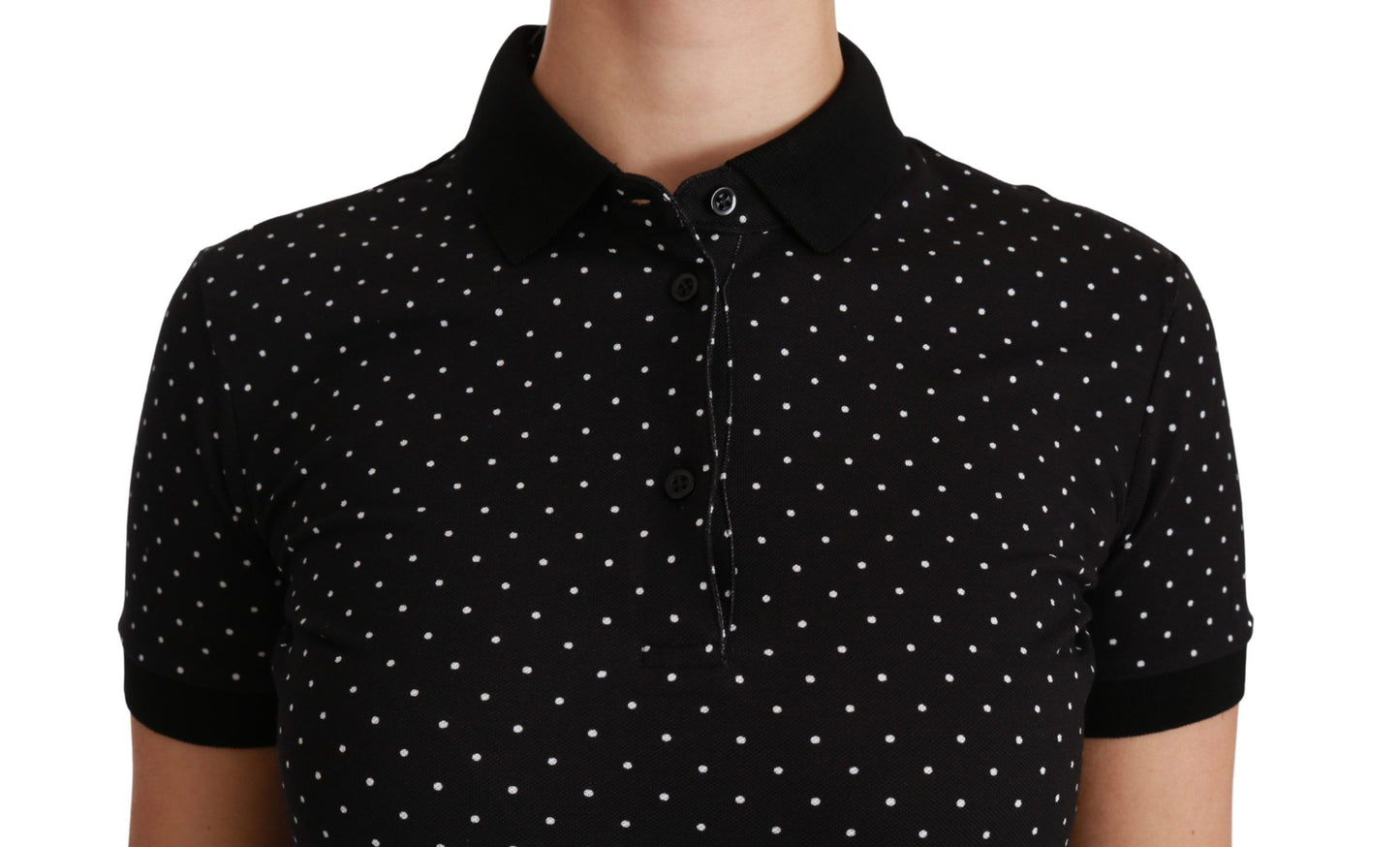 Dolce &amp; Gabbana Elegant Black Dotted Polo Shirt