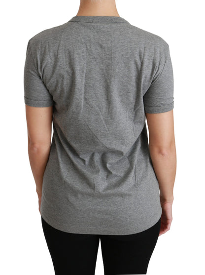 Dolce &amp; Gabbana Chic Gray Amore Patch Crewneck Tee