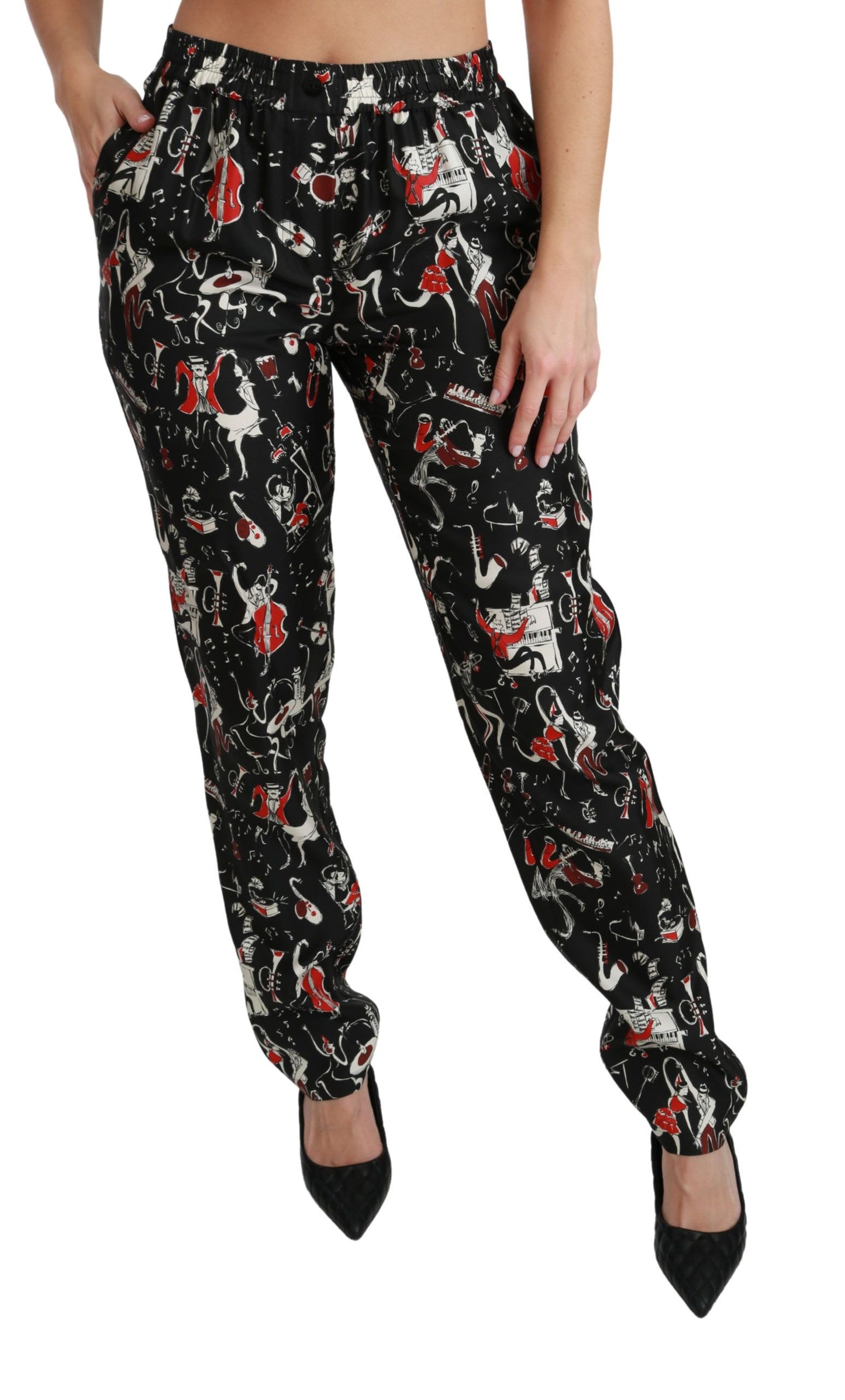 Dolce &amp; Gabbana Sleek Silk Slim-Fit Mid-Waist Pants