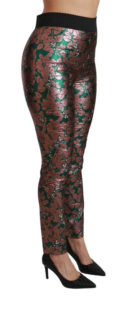 Dolce &amp; Gabbana Elegant Bronze Leaf Metallic Trousers