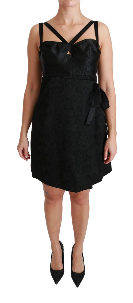 Dolce &amp; Gabbana Elegant Black Jacquard Sheath Dress