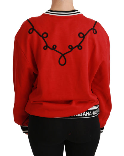 Dolce &amp; Gabbana Radiant Red Sequined Crew Neck Sweater