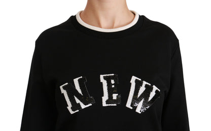 Dolce &amp; Gabbana Chic Black Sequined Cotton Sweater