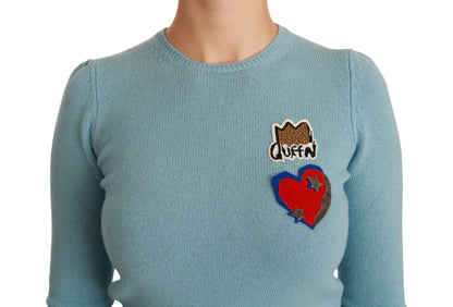 Dolce &amp; Gabbana Queen Heart Beaded Wool Sweater