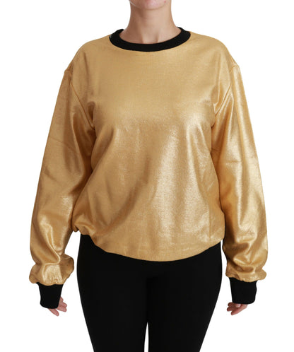 Dolce &amp; Gabbana Elegant Gold Crew Neck Cotton Sweater