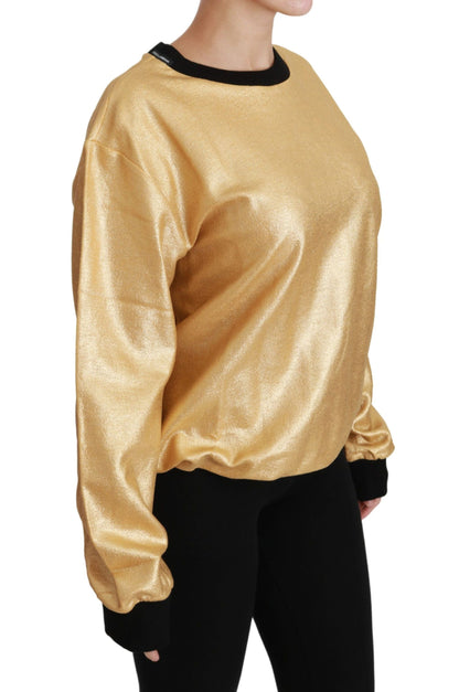 Dolce &amp; Gabbana Elegant Gold Crew Neck Cotton Sweater