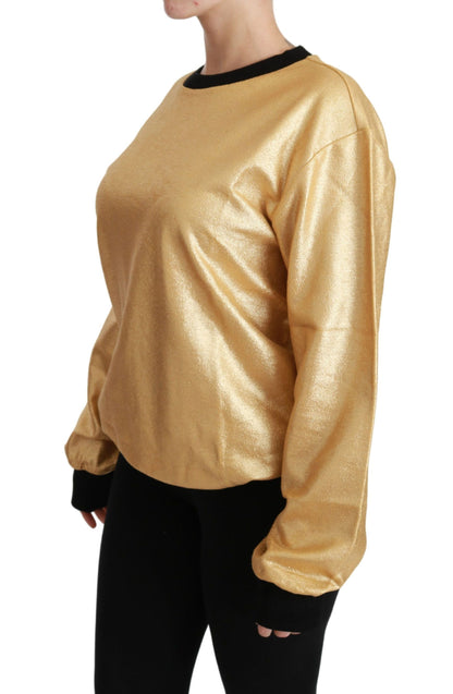 Dolce &amp; Gabbana Elegant Gold Crew Neck Cotton Sweater