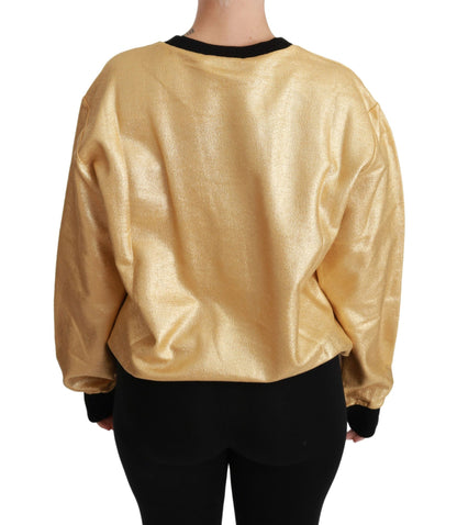 Dolce &amp; Gabbana Elegant Gold Crew Neck Cotton Sweater