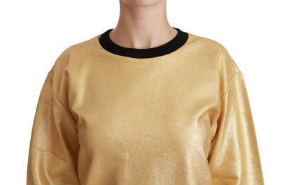 Dolce &amp; Gabbana Elegant Gold Crew Neck Cotton Sweater