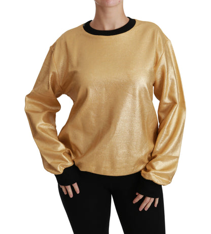 Dolce &amp; Gabbana Elegant Gold Crew Neck Cotton Sweater