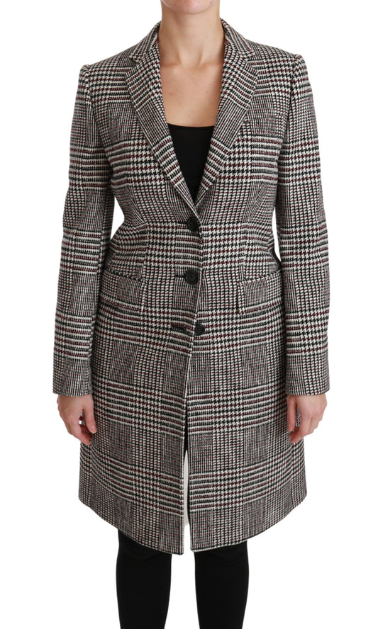 Dolce &amp; Gabbana Elegant Multicolor Checked Knee-Length Jacket Coat