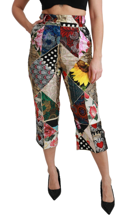 Dolce &amp; Gabbana Elegant High Waist Cropped Silk Blend Trousers