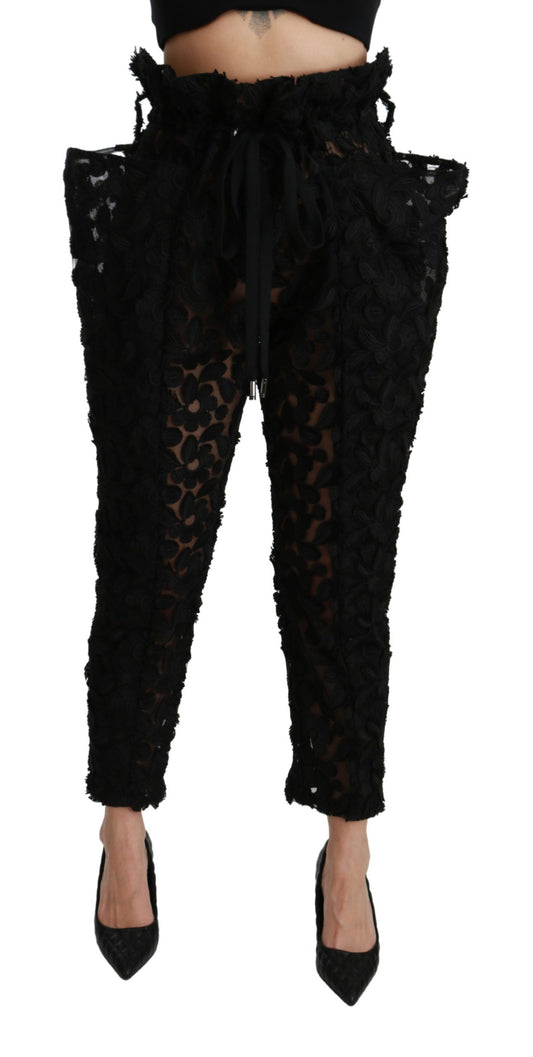 Dolce &amp; Gabbana Chic Tapered High Waist Lace Pants